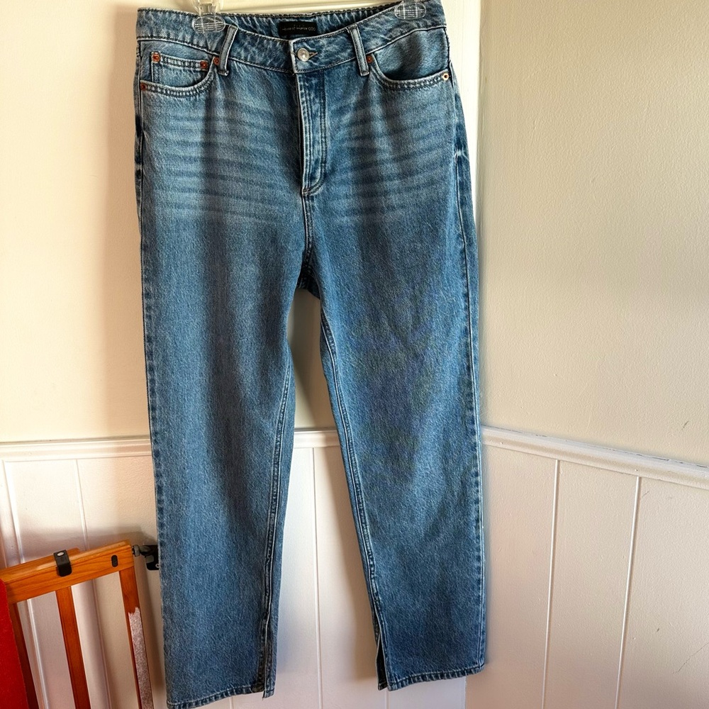 House of Harlow 1960 Super High Rise Straight Jeans Split Hem sz 30 US 10 Womens